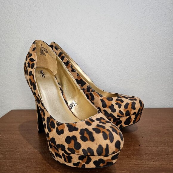 Ladies Mossimo Cheetah Print High Heels Shoes Size 9 Velvetty Texture Never Worn - Picture 5 of 13